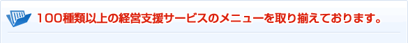 上記のほかにも経営支援サービスのメニューは100以上ご用意しています。
