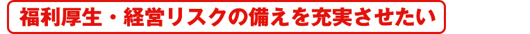 福利厚生・経営リスクの備えを充実させたい